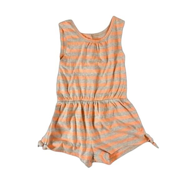Harper Canyon Striped Jumpsuit Orange-Gray Sleeveless Size: 3T Toddler Girl - Picture 1 of 7